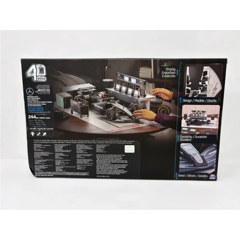 4D Build Mercedes AMG Petronas F1 Car Garage 3D Puzzle Kit with LED Lights